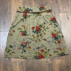 Cabi Maggie A-line Brown Floral Embroidered Skirt